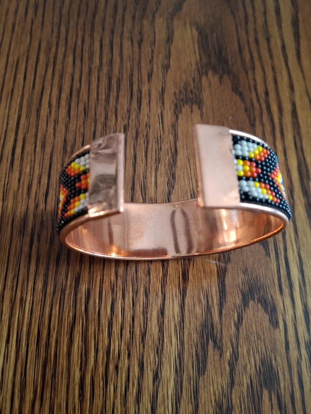 Cuff Copper Beaded Native Design - Picture 3 of 4